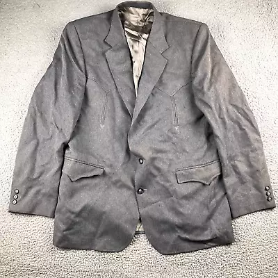 Circle S Blazer Mens 42 Gray Western Rockabilly Cowboy Polyester Made In USA • $49.96