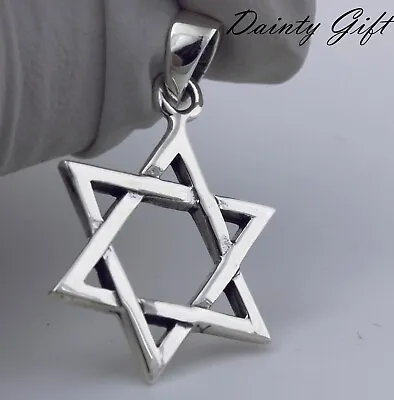 Women Men Solid 925 Sterling Silver 22 Mm Jewish/Hebrew Star Of David Pendant • $20.50