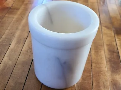 White Marble Kitchen Utensil Holder Weighted Utensil Organizer Crock For Counter • $19.98