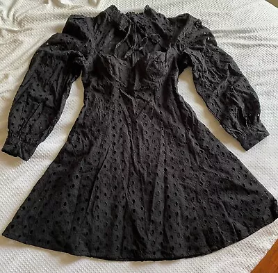 $25 • Buy Asos Black Short Dress Sz12  Fits 10 Embroidered Fabric