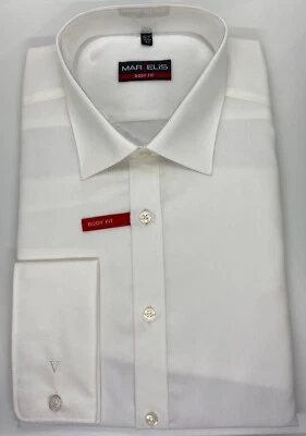 £9.99 • Buy Mens Marvelis Shirt 15.5  Slim Body Tall Fit Pure Cotton Ivory Double Cuff