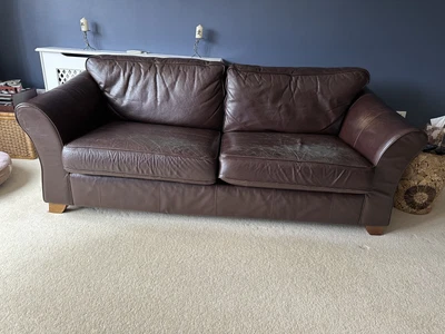 £1 • Buy Marks And Spencer (M&S) 'Abbey' Large Brown Leather Sofa