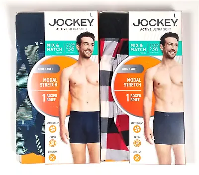 Mens JOCKEY Boxer Briefs Large ACTIVE Ultra Soft Cool Modal Stretch 2 Pairs NEW • $17.99