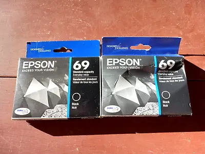 2018-9 Genuine Set 2 Epson #69 Ink T0691 Black Stylus Cx5000 Nx100 Workforce 600 • $19.25