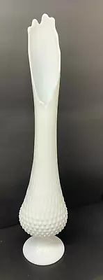 Vintage Fenton 3652 MI White Milk Glass Hobnail 23  Swung Vase (2) • $229.97