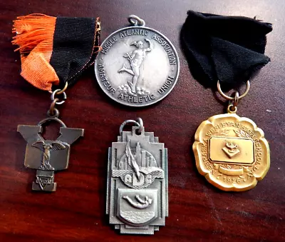 Vintage 4 Sports Medals Sterling '38 Diving Bronze Ymca Side Horse Track Lqqk • $19.99