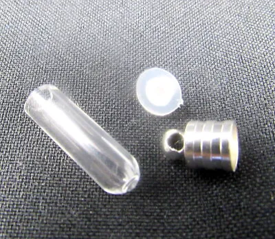 Clear Glass Vial 1  Bottle Charm Cremation Ashes Pendant Rice Instructions • $8.99