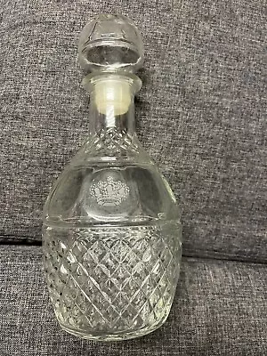 Vintage Wine Whiskey Decanter Cut Glass Etched Crown Royal Grapes With Stopper • $16.99