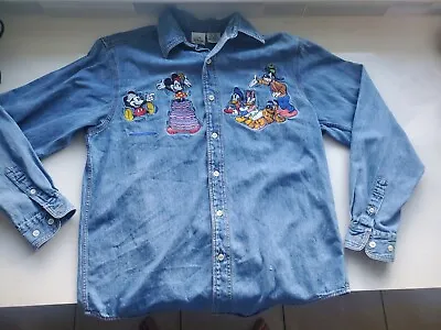 Disney Character Mickey Minnie Goofy Donald Denim Jacket Sz Adult Small • $28.50