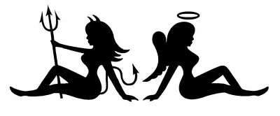 Devil Angel Girls Silhouette Vinyl Decal Die Cut Sticker 3  X 8  Many Colors • $5