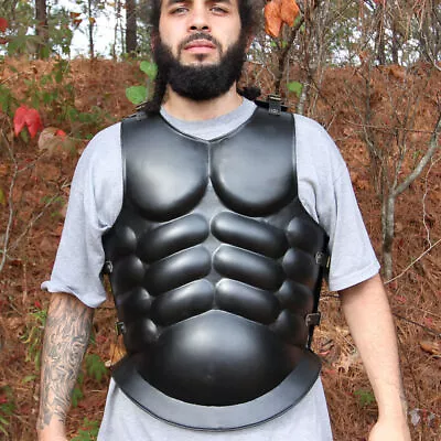 Medieval Roman Greek Muscle Armor Cuirass LARP Halloween Costume Black • $108.09