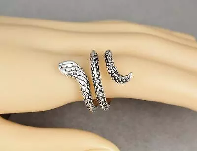 Silver Snake Ring Asp Cleopatra Toga Wrap Serpent Adjustable Medusa Statement • $9.99