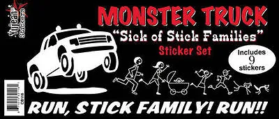 Sick Monster Truck My Stick Family Window Car Ute Sticker Decal 9 Included • $6.49