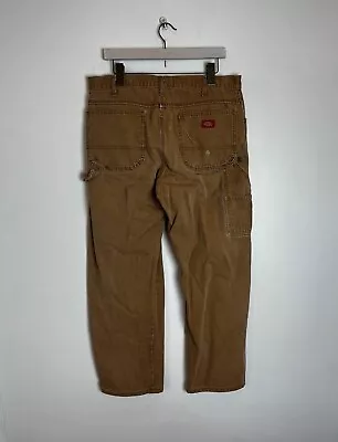 Vintage Dickies Brown Dungaree Carpenter Workwear Pants Mens 34x30 • $27.50