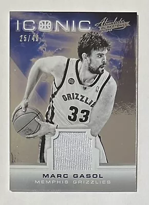 Marc Gasol 2012-13 Panini Absolute ICONIC Game Used Jersey Card #14 - 25/49 • $9.99