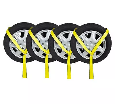 (4 Pk) 2 X12' Winch Lasso Strap W/  O  Ring Auto Tow Flatbed Tie Down Wheel Net • $34.99