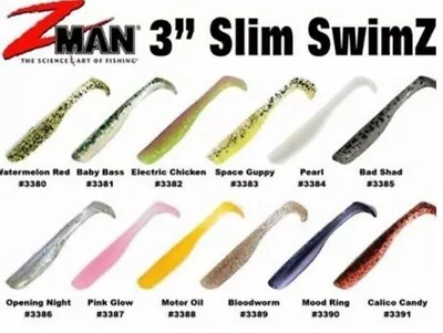 Zman Slim SwimZ 3  Soft Plastic Fishing Lure - Choose Colour BRAND NEW @ EBay Fi • $12.99