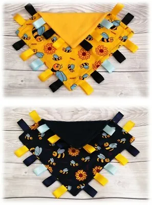 Taggie Blanket Bumble Bee Baby Soft Comforter Blanket 2 Colours Navy Or Yellow • £6