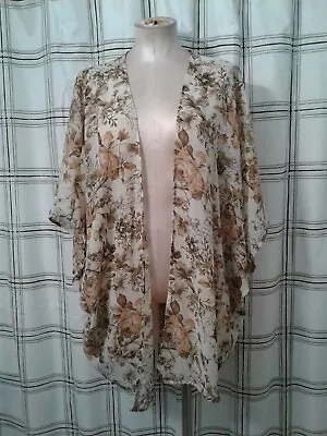 Women's Teenbell Brown Floral Cardigan Shaw Size OSFM • £0.80