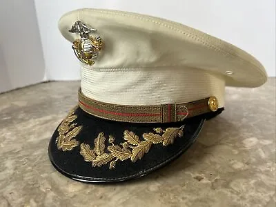 Original WW2 US Marine Corps Officer Dress Blues Visor Cap Size 6 7/8 USMC Hat • $219.95