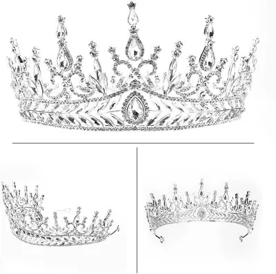 £15.11 • Buy Bridal Veil Tiara Diamante Rhinestone Crown Wedding Party Prom Headband Silver