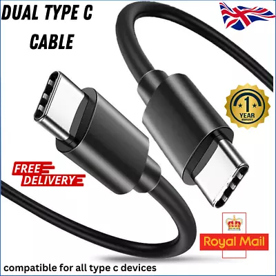 USB C To USB C Cable Fast Charging Charger PD 5A Dual Type C Lead Data Sync 12M • £0.99