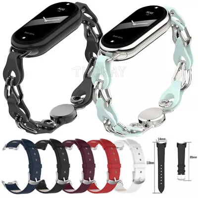 For Xiaomi Band 8 NFC Smartwatch  Leather Link Magnetic Strap Watchband Bracelet • £9.98