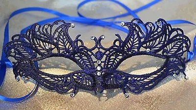 £11.75 • Buy Blue Masquerade Mask Diamante Venetian Style Weddings New Year 2022 Masked Balls