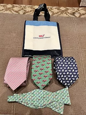 Vineyard Vines Lot Of 4 Ties Lobster With Antlers Whales Turtle/Dove 100% Silk • $34.88