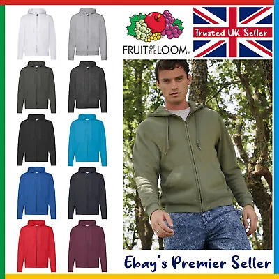 Mens Plain Zip Hoodie / Fruit Of The Loom Classic Hoody / CHEAPEST Price On Ebay • £15.24