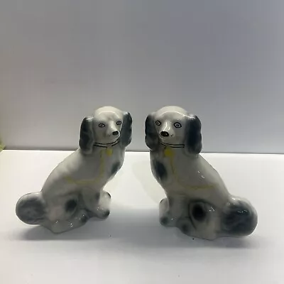 Vintage Pair Staffordshire Style Flat Back Mantle Piece Wally Dogs • £28.99