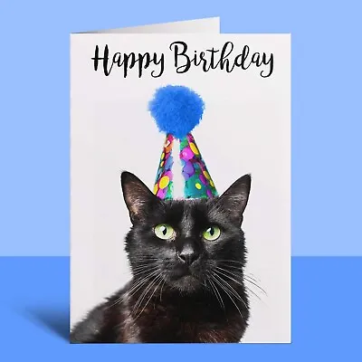 Black Cat Birthday Card For Her Him Friend Mum Dad Sister Brother Fun Card • £3.19