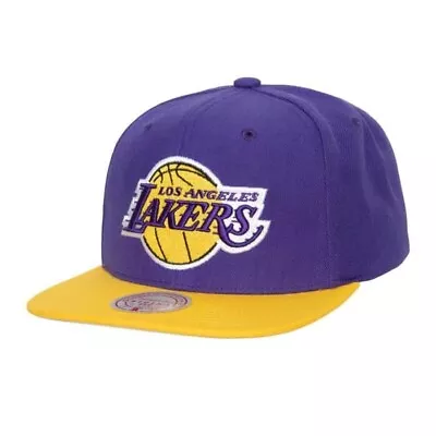 Mitchell & Ness LA Lakers NBA Snapback Cap Logo Purple Yellow Hat NWT • $32.99