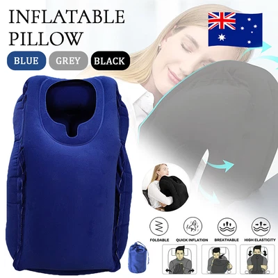 $24.99 • Buy Inflatable Air Cushion Travel Pillow For Airplane Office Nap Rest Chin Neck Head
