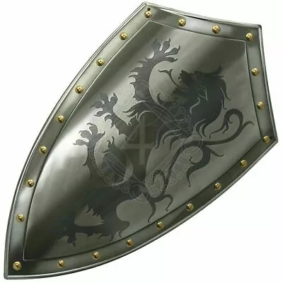 Medieval Heater Shield Functional Dragon Warrior Templar Knight Armor Shield • $138.60