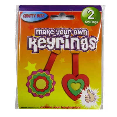 £2.55 • Buy Children's Make Your Own Keyrings, 2 Pack, Flower And Hearts - By Crafty Bitz