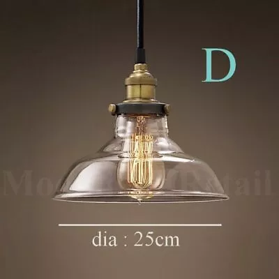 New Modern Vintage Industrial Retro Loft Glass Ceiling Lamp Shade Pendant Light • £31.99