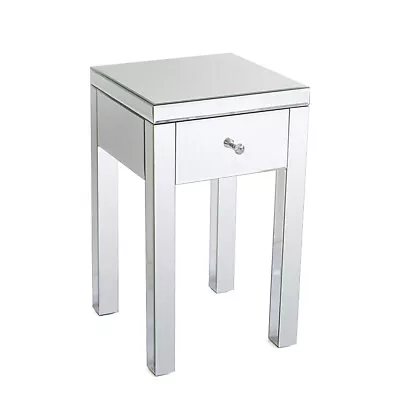 Modern And Contemporary Small 1 Drawer Mirrored Nightstand Bedside Table • $194.04