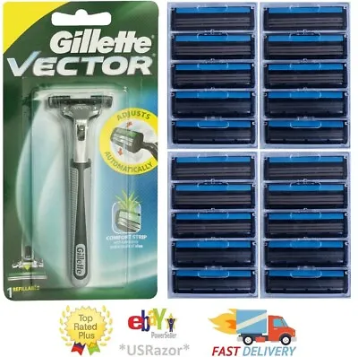 21 Refills GILLETTE Vecotor Razor Work With Atra Plus Blades Cartridges Shaver • $16.84