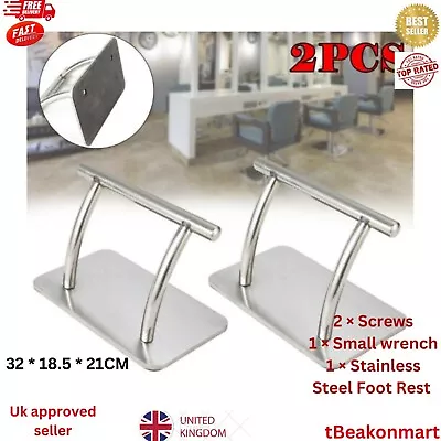 2x Stainless Steel Chrome Footrest Foot Rest Barber Salon Tattoo Hairdressing • £28.99