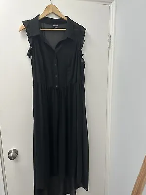 City Chic Maxi Dress Black Size M 18 Plus Size Sheer Short Sleeve • $25