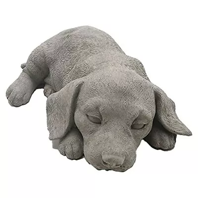 Sleeping Dog 19cm Garden Ornament Resin Lawn Statue Puppy Memorial Sculpture • £17.99