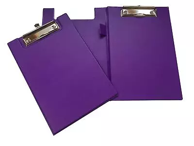 A5 Purple Foldover Clipboard - With Pen Holder Clip Board • £4.69