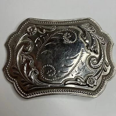 Vintage Nickel Silver Western Engraved Belt Buckle Fits 1 1/2”belt Bear Claw • $28.95