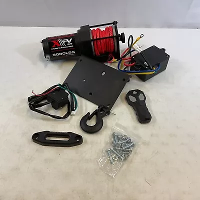 XPV AUTO Black Red Mounting Plate 12V 2500lbs Electric Winch Steel Cable • $99.99