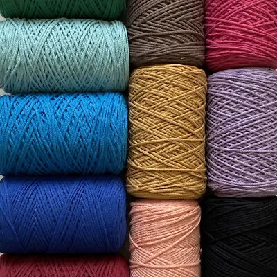 2mm Macrame Cotton Cord Braided String Laces Craft Drawstring Crochet 11 Colours • £1.52