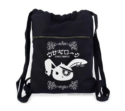 £35.72 • Buy Punk Bunny Drawstring Bag Backpack - Visual Kei Goth Pirate Grunge  Usagi Rock 