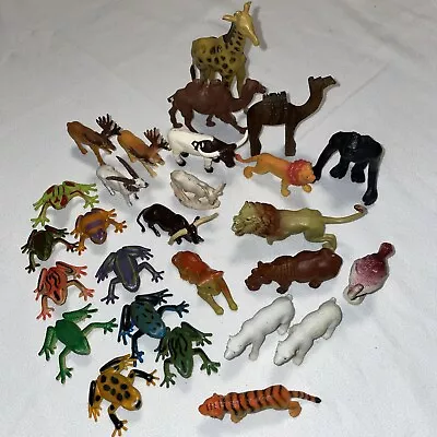 LOT OF 12 ANIMAL FIGURINES Resin Plastic Camel Frogs Lion Giraffe Elk Ape Bear • $8