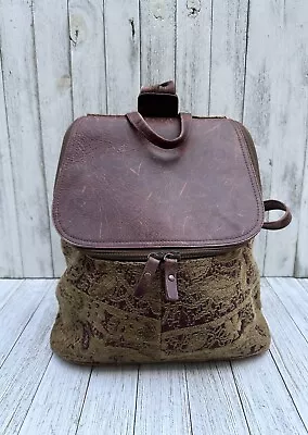 Vintage J Jill Paisley Prairie Tapestry/Leather Backpack Sling Handbag • $12.99