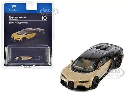 Box Damaged BUGATTI CHIRON SUPERSPORT GOLD & BLACK 1/64 DIECAST POSTERCARS H10B • $2.26